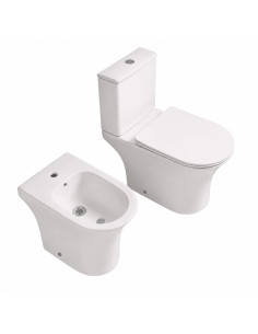 Combo Inodoro Largo Mochila y Bidet Triple Agujero Orion